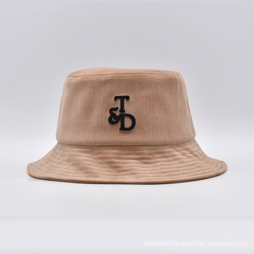 3d Embroidered Brown Corduroy Bucket Hat